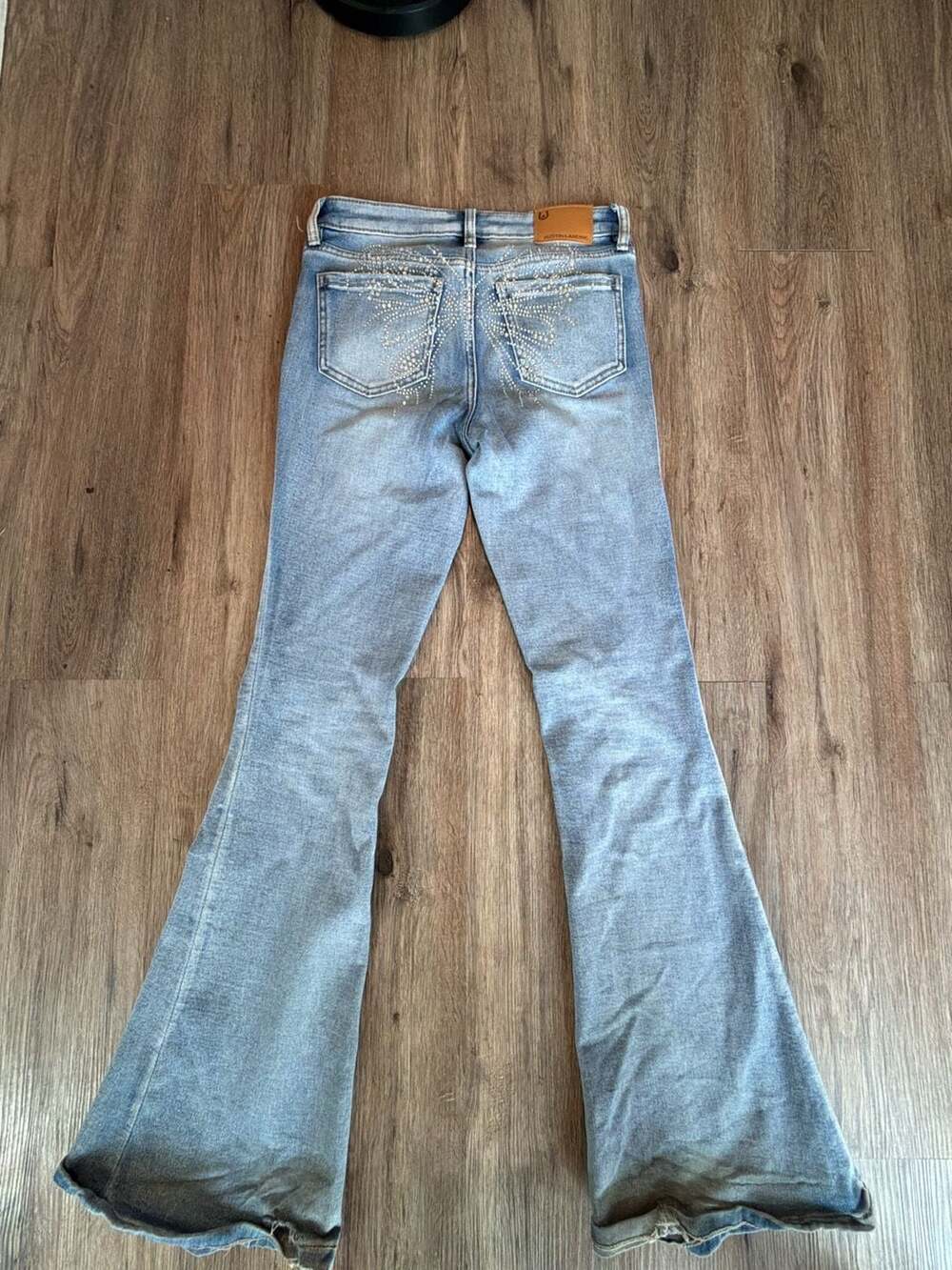 Austin Landing Flare Jeans Size 3 Light Wash Rhinestone Butterfly Pockets